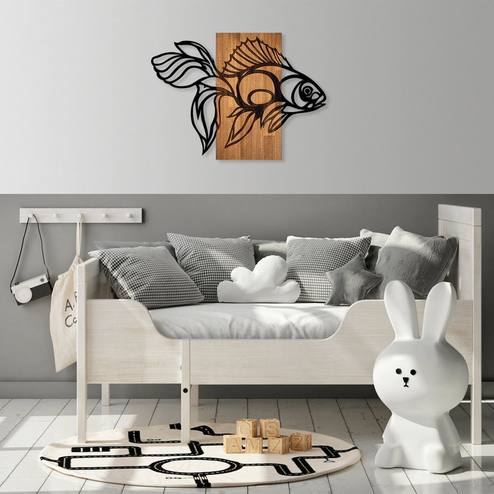 Wallity MA-306 Accesorio decorativo de madera y metal Nogal y Negro Wallity MA-306 Accesorio decorativo de madera y metal Nogal y Negro